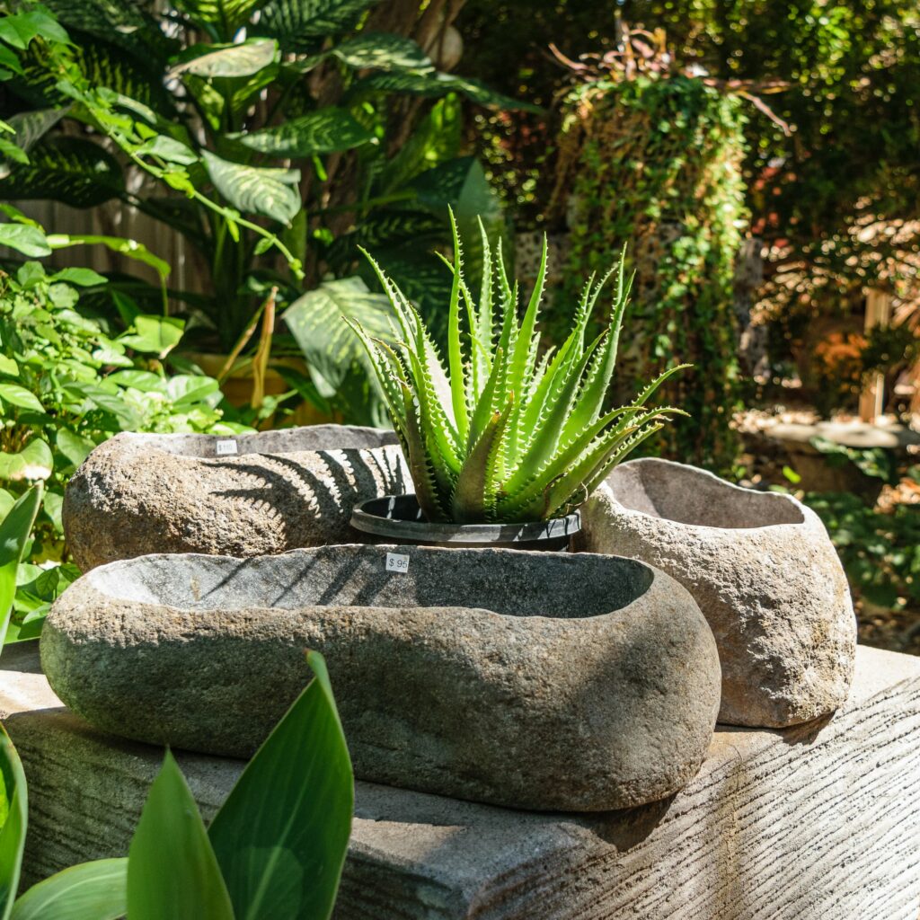 Outdoor garden stone bowls | Stonerage Broome