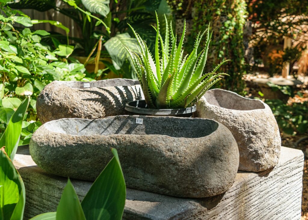 Outdoor garden stone bowls | Stonerage Broome