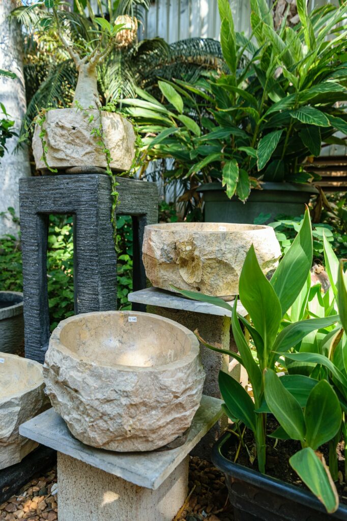 Outdoor garden stone bowls | Stonerage Broome